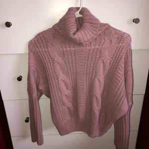 Crop Knitted Turtleneck - Blush